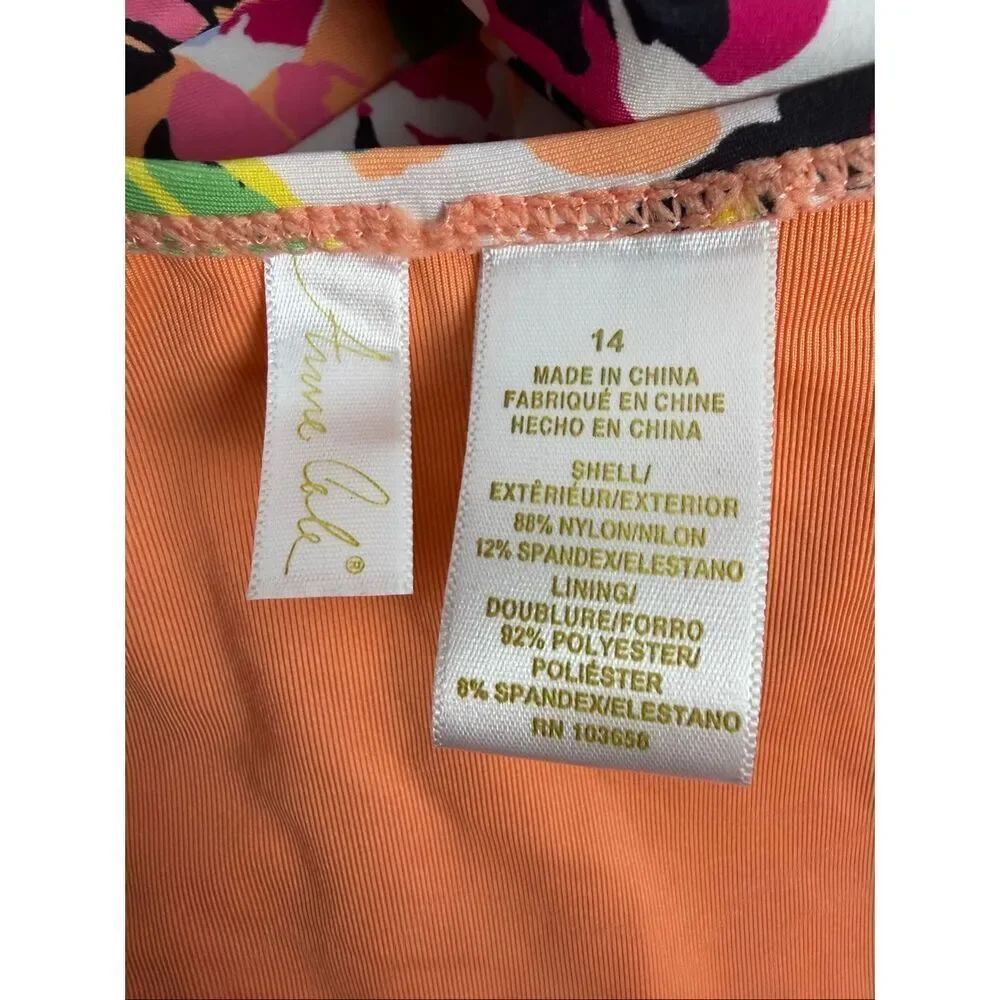 Anne Cole size 14 Twist Front Shirred One-Piece Swimsuit Floral - Picture 6 of 7